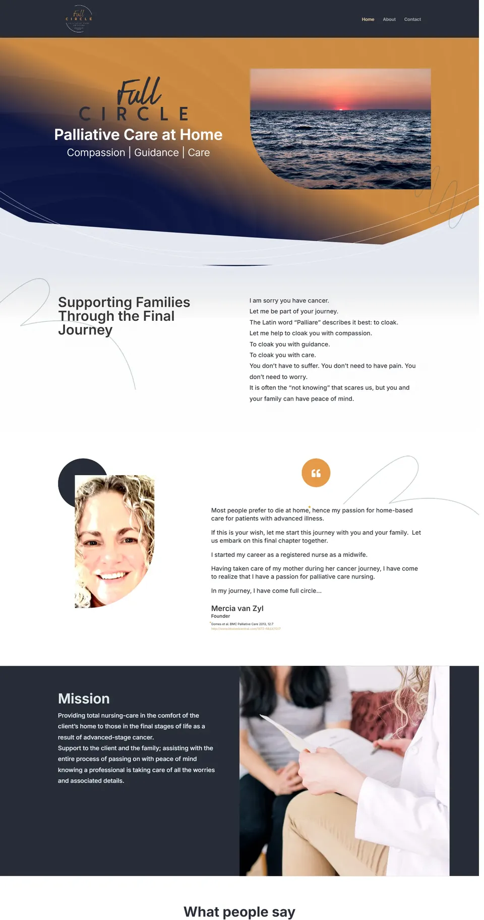 Home page of the Full Circle PCS website, designed and built by MJDesigns