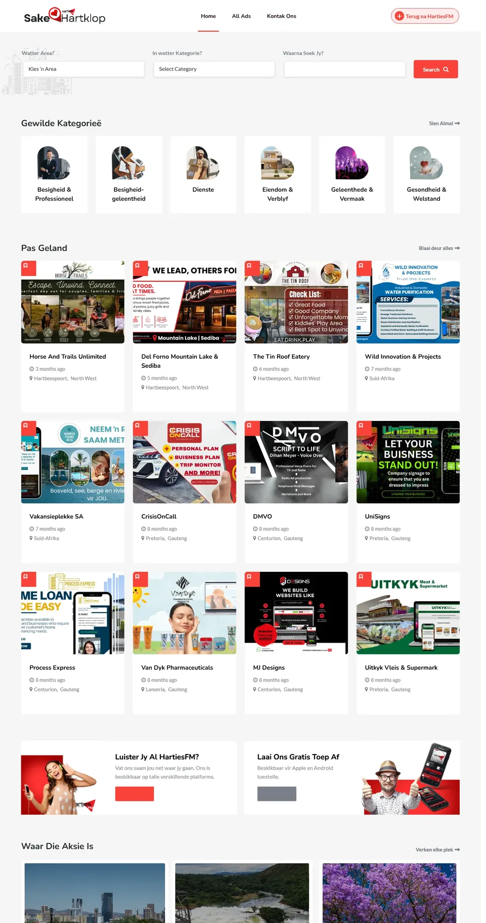 Home page of the SakeHartklop website, designed and built by MJDesigns